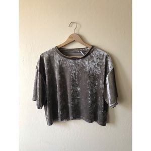 Urban Outfitters Tops - URBAN OUTFITTERS grey velour crop short sleeve top Urban Outfitters Tops - URBAN OUTFITTERS grey velour crop short sleeve top